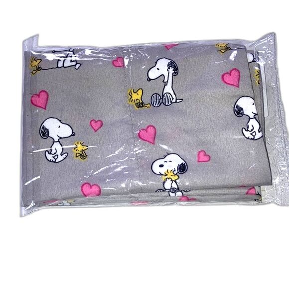 PEANUTS Snoopy Woodstock Pink Hearts Gray 1 Pillow Case Standard Size - Picture 1 of 9